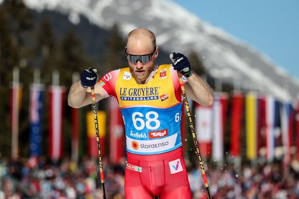 epa07401275 Martin Johnsrud Sundby of Norway in action during the men&#039;s Cross Country 15km classic race of the 2019 Nordic Skiing World Championships at the Cross-Country Arena Seefeld in Seefeld ...