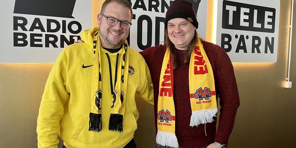 Auch bei uns sind Fans beider Teams vertreten. Jonathan Konrad drückt heute Abend YB die Daumen, Marc Gerber fiebert für den EHC mit.