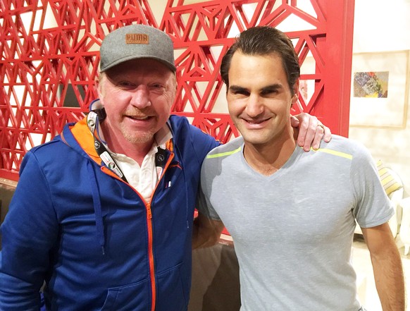 Wer hat wohl wen ums Foto gebeten? Boris Becker und Roger Federer.