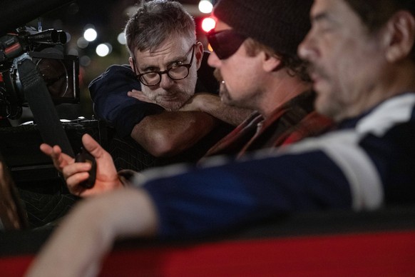 Leonardo DiCaprio and Paul Thomas Anderson USA. Leonardo DiCaprio and Paul Thomas Anderson filming a scene from CWarner Bros. new movie: One Battle After Another 2025. Plot: When their evil enemy resu ...