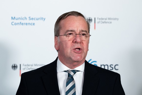 epa12737986 German Defense Minister Boris Pistorius attends a signing ceremony during a Germany-Norway bilateral meeting in Munich, Germany, 14 February 2026, on the sidelines of the 62nd Munich Secur ...