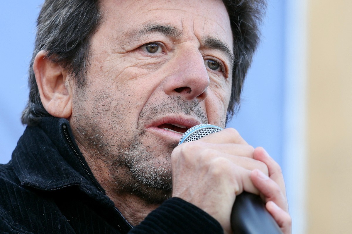 French singer and actor Patrick Bruel speaks during a rally organised by the CRIF in support of Israeli hostages and in the memory of the victims of the October 7, 2023, in front of the Trocadero in P ...