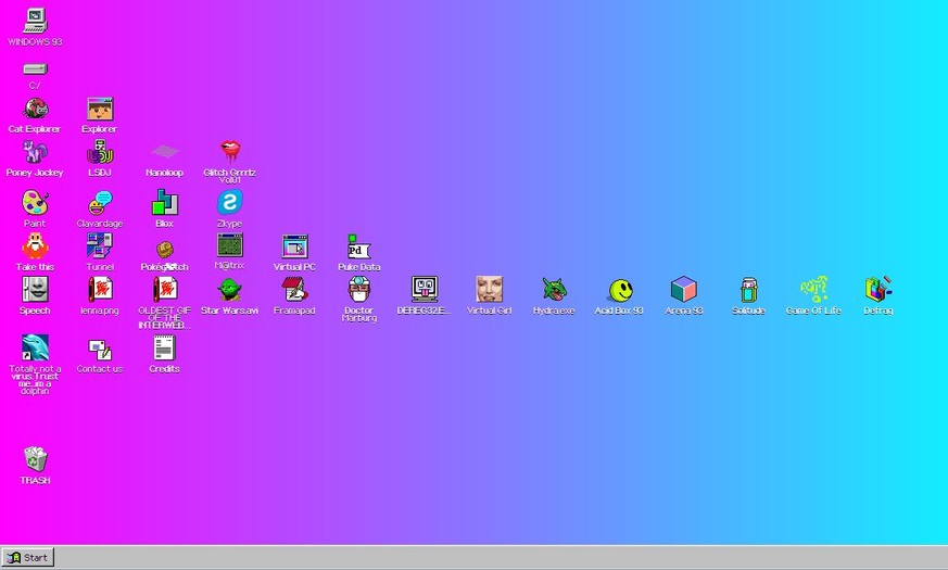 So sieht der Startbildschirm von Windows 93 aus.