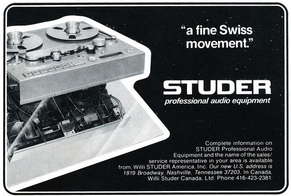 «A fine Swiss movement» – Studer-Bandmaschinen gelten heute noch als unübertroffen ... aber darum geht es hier nicht.