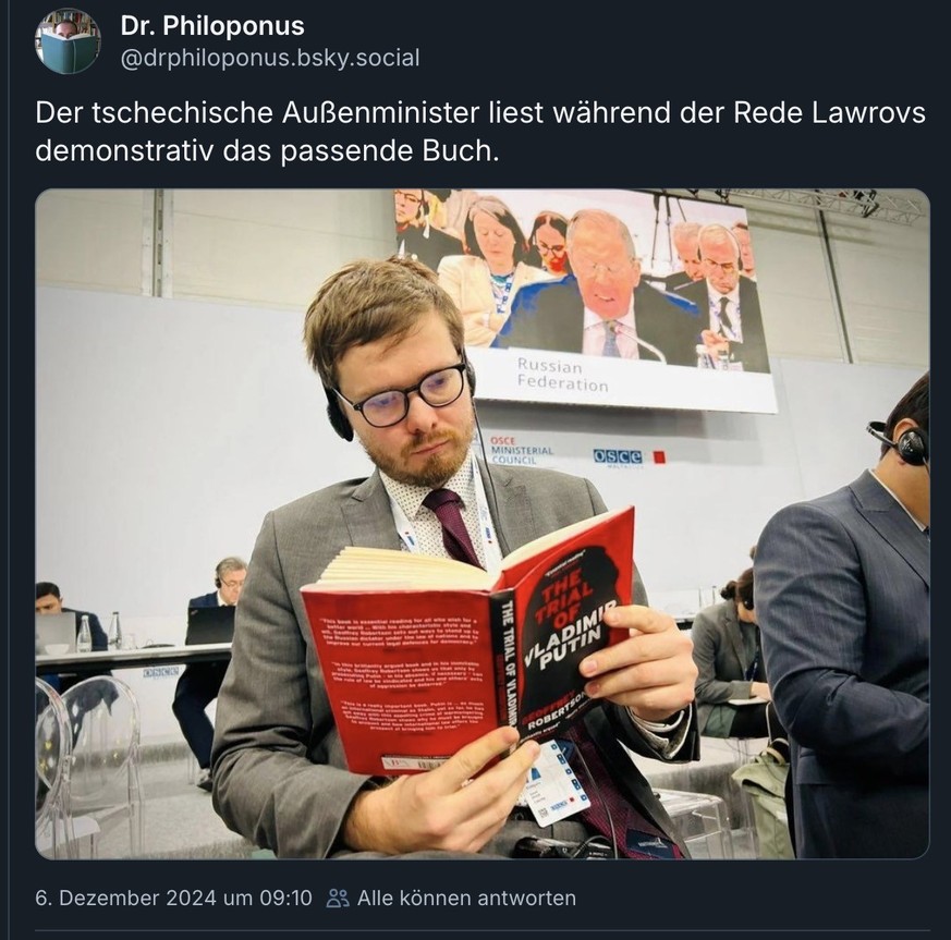 Posting zum tschechischen Aussenminister und Putin