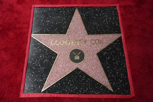 Actor and filmmaker Courteney Cox&#039;s star is seen on the Hollywood Walk of Fame on Monday, Feb. 27, 2023, in Los Angeles. (AP Photo/Damian Dovarganes)