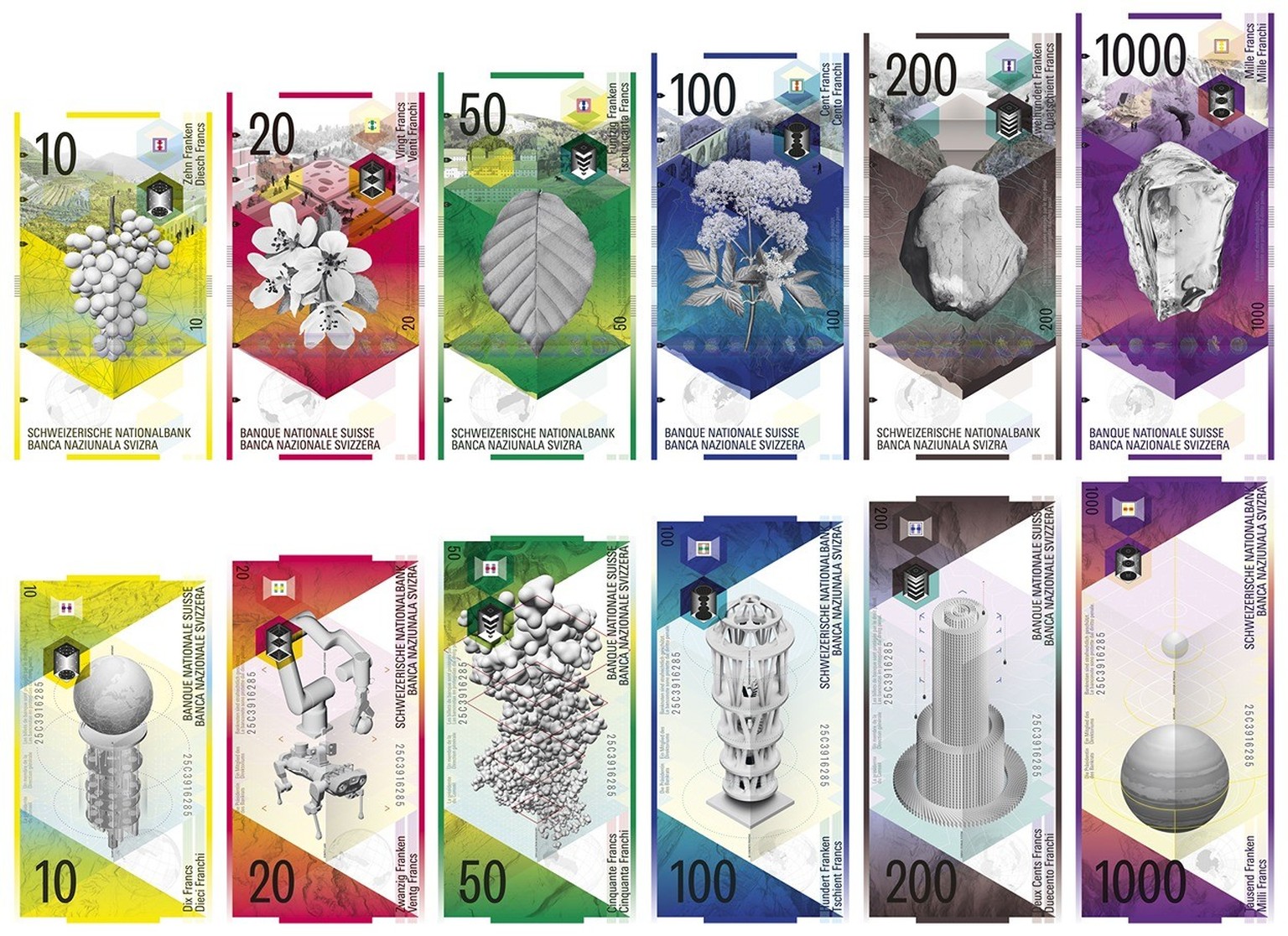 Die Schweizer Nationalbank hat im Oktober 2024 angekündigt, dass sie an einer neuen Banknotenserie für die Schweiz arbeitet. Das sind die Konzepte.