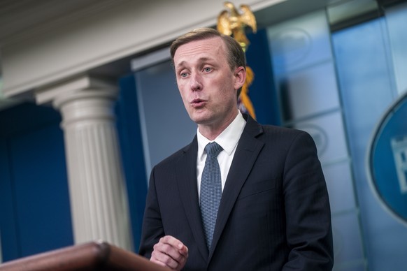 epa10065747 National Security Advisor Jake Sullivan responds to a question from the news media during the White House daily briefing at the White House in Washington, DC, USA 11 July 2022. Sullivan re ...