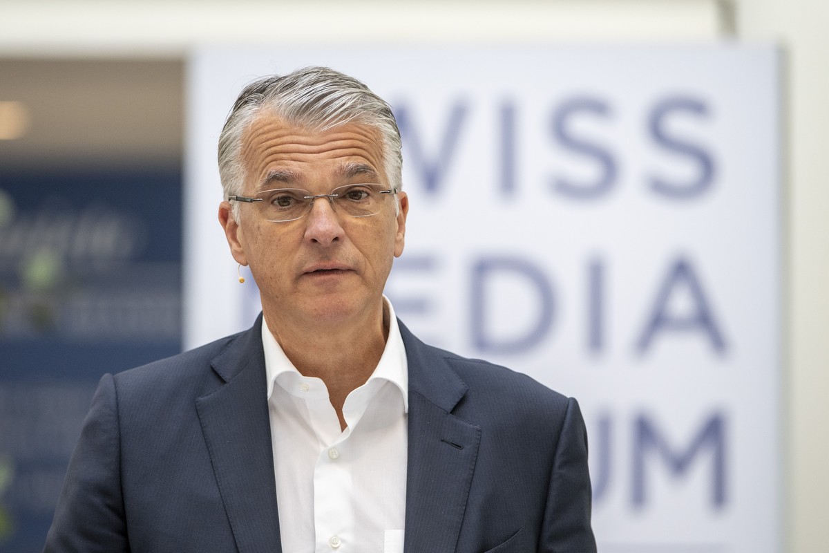 Der CEO der UBS, Sergio Ermotti anlaesslich des Swiss Media Forum vom Freitag, 12. Mai 2023 im KKL in Luzern. (KEYSTONE/Urs Flueeler)