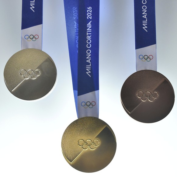 Milano Cortina 2026 Winter Olympics medals are displayed during the unveiling ceremony in Venice, Italy, Tuesday, July 15, 2025. (AP Photo/Luigi Costantini)
Italy Winter Olympics and Paralympics Medal ...