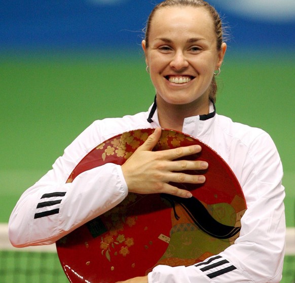 Martina Hingis of Switzerland poses with her trophy at the awarding ceremony of the Toray Pan Pacific Open, in Tokyo, Sunday 04 February 2007. Hingis defeated Ivanovic 6-4, 6-2. EPA/FRANCK ROBICHON