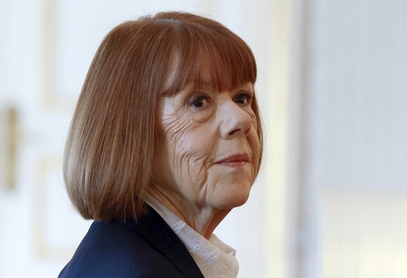 epa12791562 French Gisele Pelicot, who became a global feminist icon after being a victim of sexual violence, looks on during the presentation of her memoirs 'A Hymn to Life' in Madrid, Spai ...