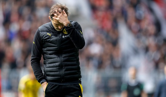 epa05909536 Dortmund head coach Thomas Tuchel reacts during the German Bundesliga soccer match between Borussia Dortmund and Eintracht Frankfurt at Signal Iduna Park stadium in Dortmund, Germany, 15 A ...