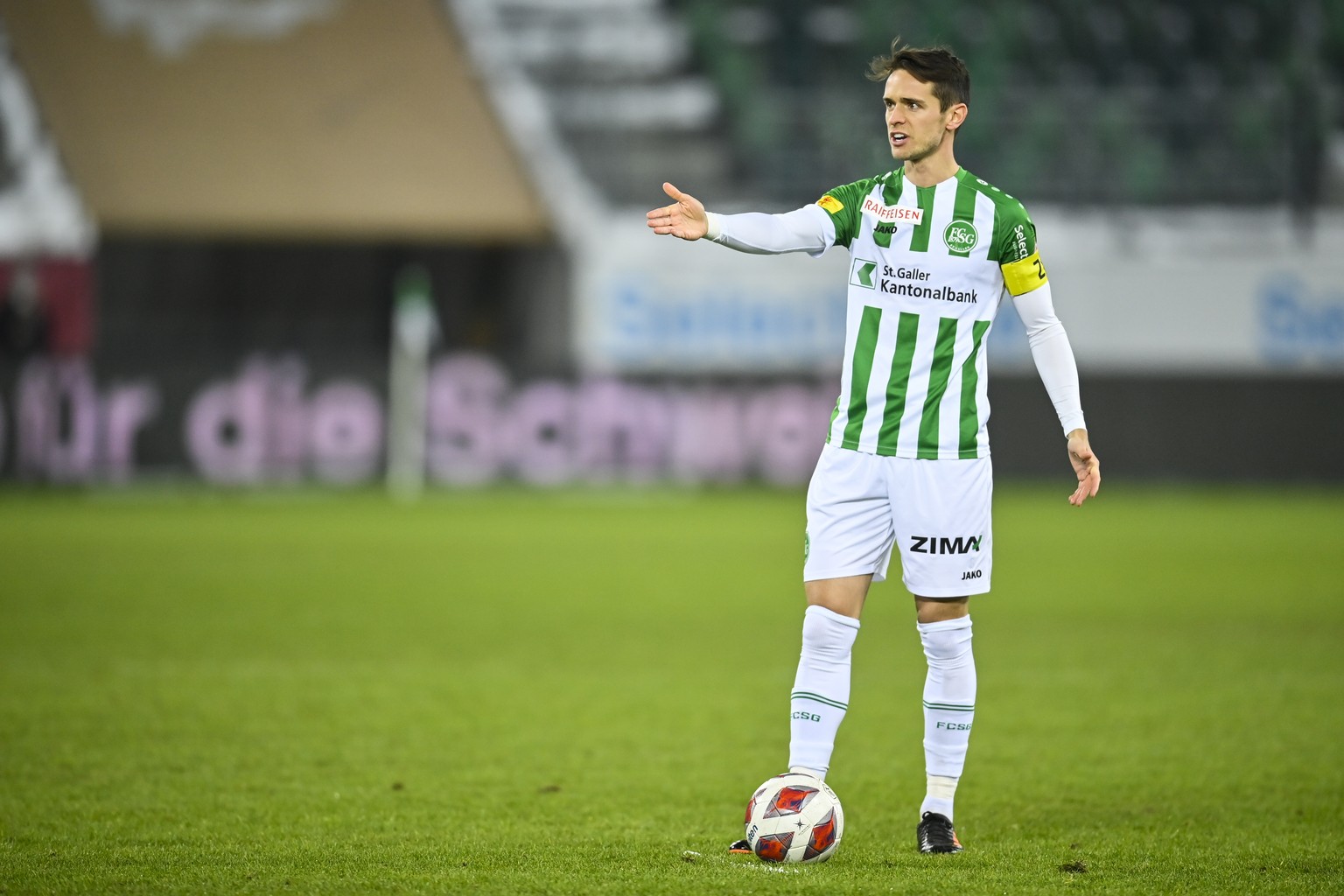 St. Gallens Jordi Quintilla im Fussball Super League Spiel zwischen dem FC St. Gallen und dem FC Vaduz, am Mittwoch, 20. Januar 2021, im Kybunpark in St. Gallen. (KEYSTONE/Gian Ehrenzeller)