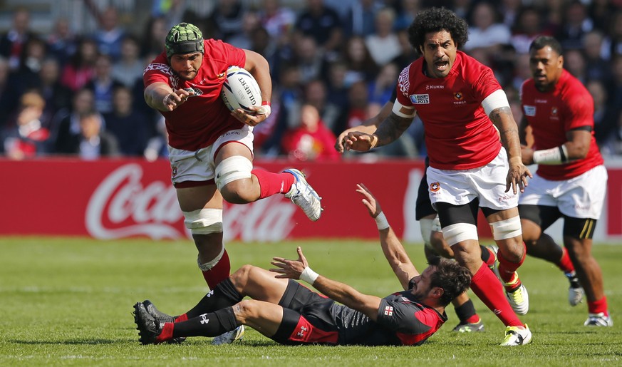 Rugby Union - Tonga v Georgia - IRB Rugby World Cup 2015 Pool C - Kingsholm, Gloucester, England - 19/9/15
Tonga&#039;s Sione Kalamafoni in action with Georgia&#039;s Lasha Malaguradze
Action Images ...