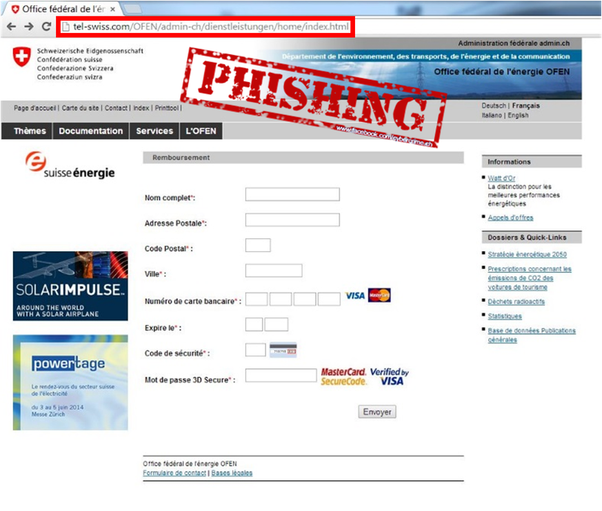 So sieht die Phishing-Seite aus.