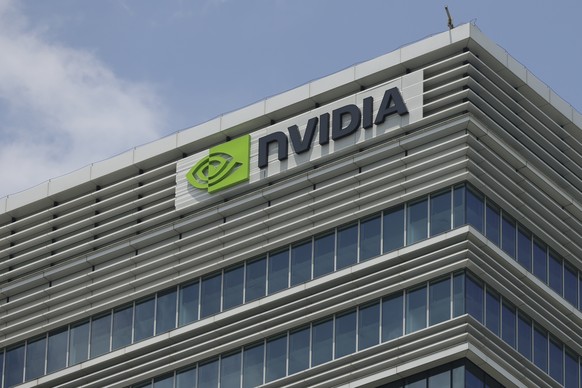 epa12976524 A view of an NVIDIA logo sign displayed outside the corporation's headquarters in Taipei, Taiwan, 20 May 2026. NVIDIA is scheduled to report its Q1 Fiscal Year 2027 earnings on 20 May ...