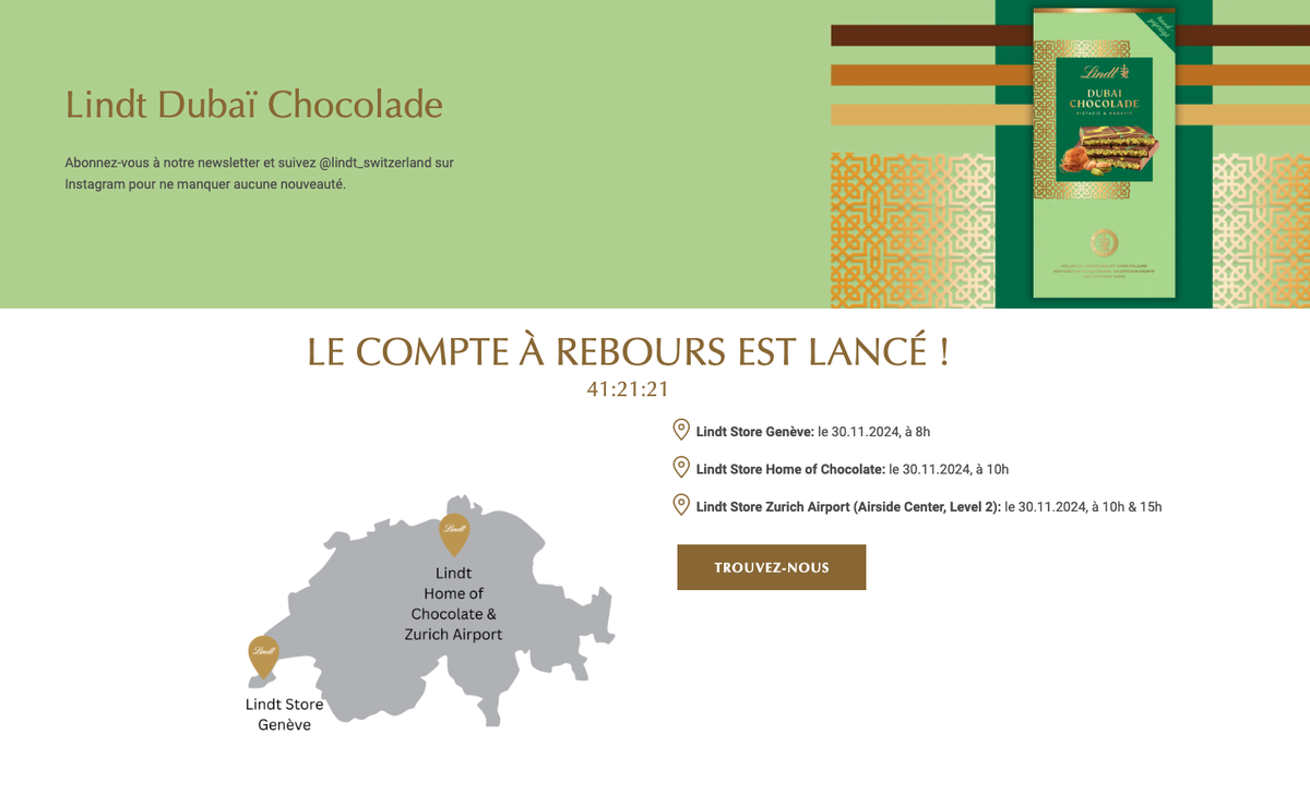 Chocolat de Dubaï Lindt.