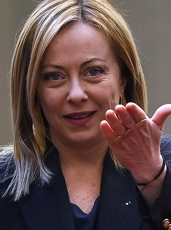epa10440103 Italian Prime Minister, Giorgia Meloni, during her meeting with President of the European Council Charles Michel at Palazzo Chigi in Rome, Italy, January 30, 2023. EPA/Riccardo Antimiani