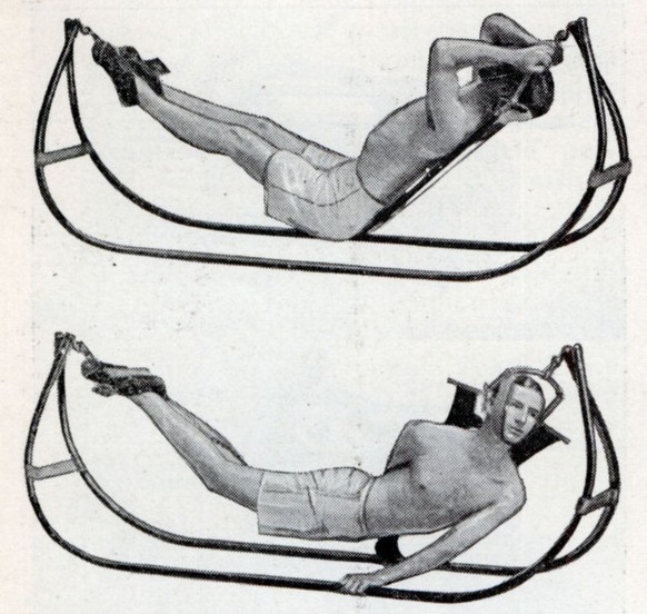 Exercise in Hammock Helps to Reduce Weight, 1924
July 22, 2023 1920s, health care, inventions, WTF 
To exercise the parts of the body in which fat accumulates, and help users improve their physical co ...