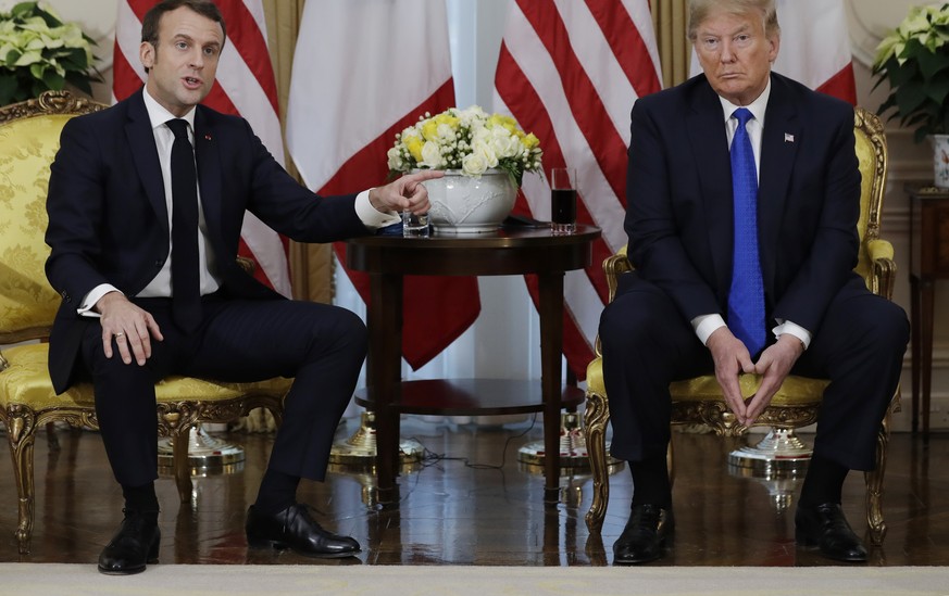 President Donald Trump meets French President Emmanuel Macron at Winfield House, Tuesday, Dec. 3, 2019, in London. (AP Photo/ Evan Vucci)
Donald Trump,Emmanuel Macron