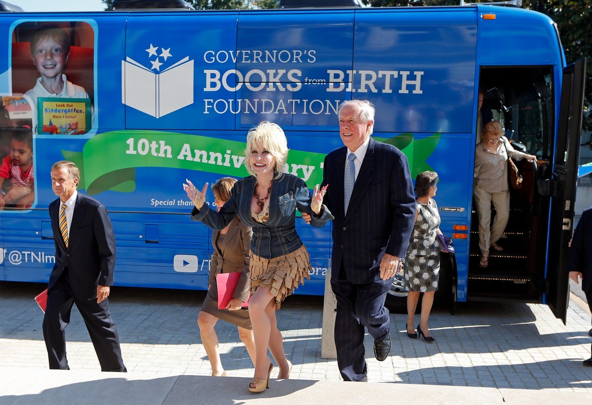 FILE - Dolly Parton, Gov. Bill Haslam, left, and former Gov. Phil Bredesen, right, arrive at the Capitol in Nashville, Tenn., for the 10th anniversary of the Governor&amp;#039;s Books from Birth Found ...