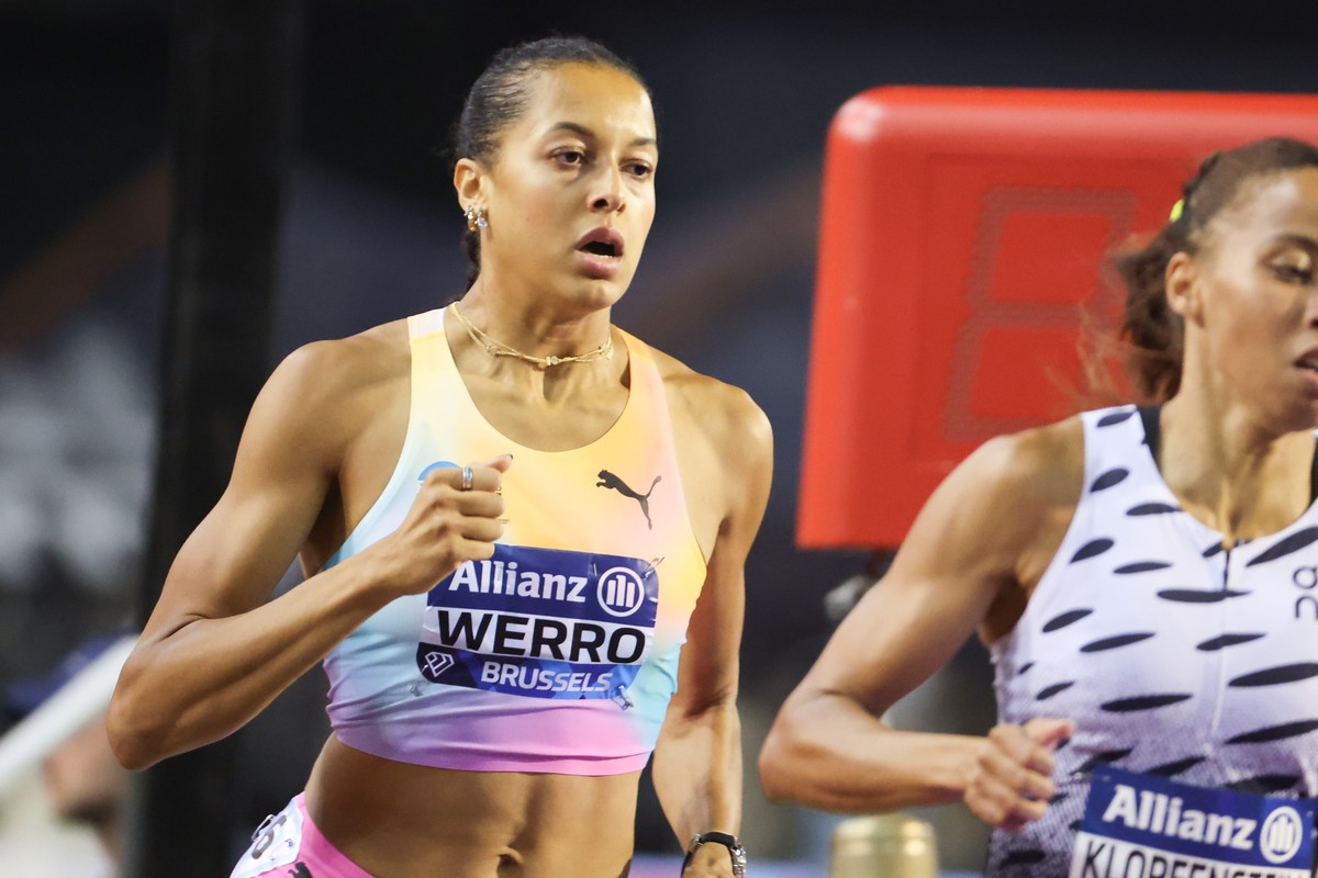 epa13215752 Audrey Werro from Switzerland in action to win in the Women's 800m during the Allianz Memorial Van Damme athletics meeting in Brussels, Belgium, 05 September 2026. This year marks the ...