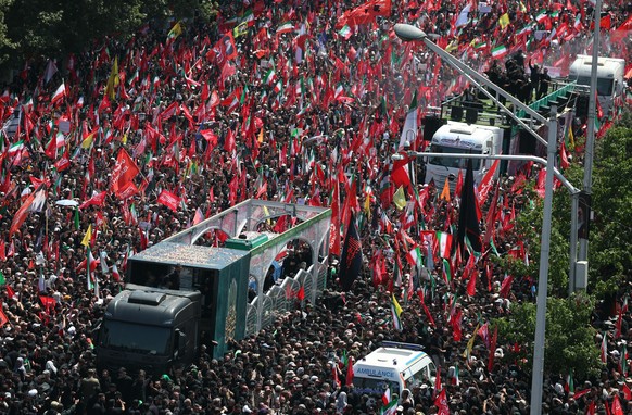 epa13090950 Iranians take part in the funeral ceremony of the late Iranian Supreme Leader Ayatollah Ali Khamenei in Tehran, Iran, 06 July 2026. Iran is holding a multi-day state funeral from 04 to 09  ...