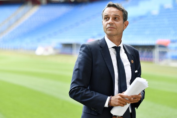 Praesident Bernhard Heusler vor der Generalversammlung des FC Basel 1893 im St. Jakob-Park in Basel am Freitag, 9. Juni 2017. (KEYSTONE/Walter Bieri)