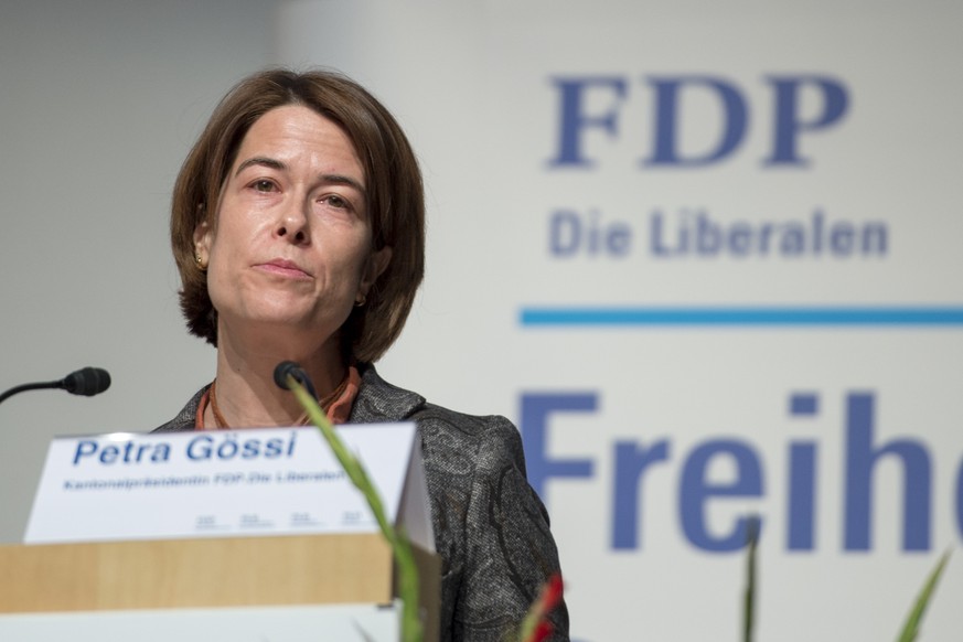 Die FDP Kantonspräsidentin Schwyz, Petra Gössi, an der Delegiertenversammlung der FDP Schweiz (16.012016). KEYSTONE/Urs Flueeler)<br data-editable="remove">