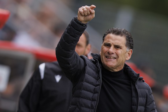 L'entraineur Didier Tholot (SIO) reagit lors de la rencontre de football de Super League entre le FC Sion (SIO) et le FC Lugano (LUG) ce jeudi 14 mai 2026 au stade de Tourbillon a Sion. (KEYSTONE ...