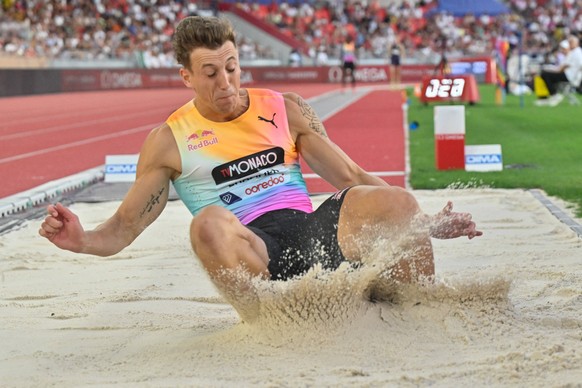 TRACK AND FIELD - International Track and Field Meet - Herculis EBS Meet Photo by IPA/ABACAPRESS.COM86578837 - Men s Long Jump: Simon EHAMMER SUI at the Meeting Herculis EBS, an international athletic ...