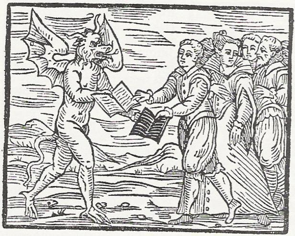 Der Teufelspakt im Compendium Maleficarum, der italienischen Version des Hexenhammers, 1608.