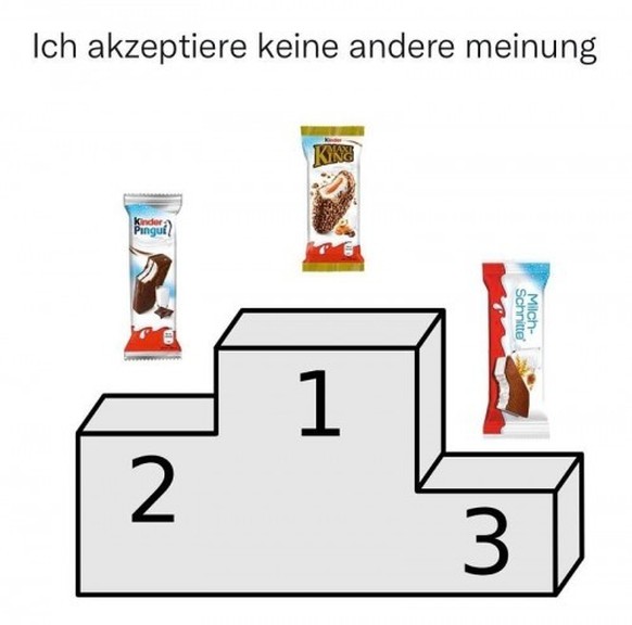 Über 1 und 2 kann man sich noch bitz streiten, aber die Milchschnitte hat meiner Meinung nach gar nichts auf dem Podest zu suchen. Tschüss, Milchschnitte.