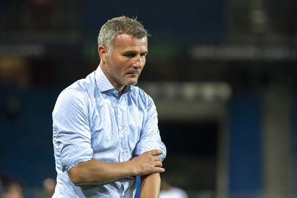 Basel's head coach Alex Frei during the UEFA Conference League group H soccer match between Switzerland's FC Basel 1893 and Armenia's FC Pjunik Jerewan at the St. Jakob-Park stadium in Basel, Switzerl ...
