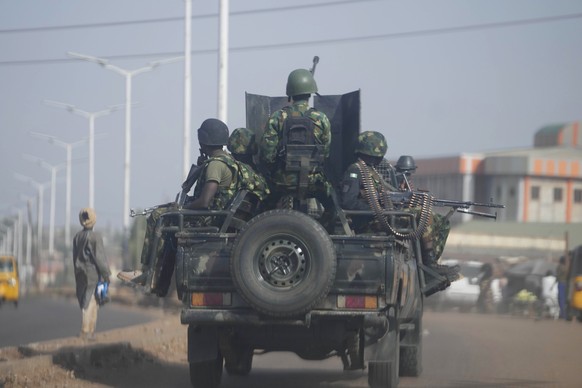 FILE - Nigeria army patrols along the Kaduna Birnin Gwari area in Nigeria, March 8, 2024. (AP Photo/Sunday Alamba, File)
Nigeria-Hostages