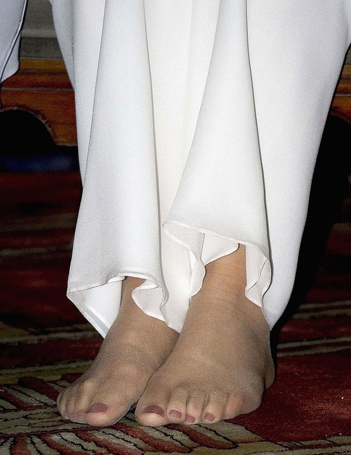 CAIRO, EGYPT- MARCH 21: Camilla, Duchess of Cornwall has bare feet as a mark of respect when she visits visit the Al-Azhar mosque on the second day of a 12 day official tour visiting Egypt, Saudi Arab ...