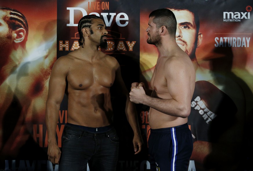 Britain Boxing - David Haye &amp; Arnold Gjergjaj Weigh-In - The O2 Arena, London - 20/5/16
David Haye and Arnold Gjergjaj during the weigh in
Action Images via Reuters / Andrew Couldridge
Livepic
 ...