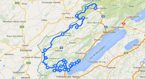 Die ungefähre Strecke der heutigen Etappe von Grandson nach La Chaux-de-Fonds.<br data-editable="remove">