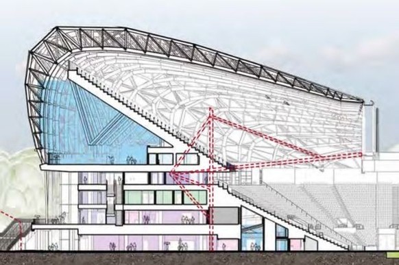 Die alte und die neue Tribüne im Vergleich.