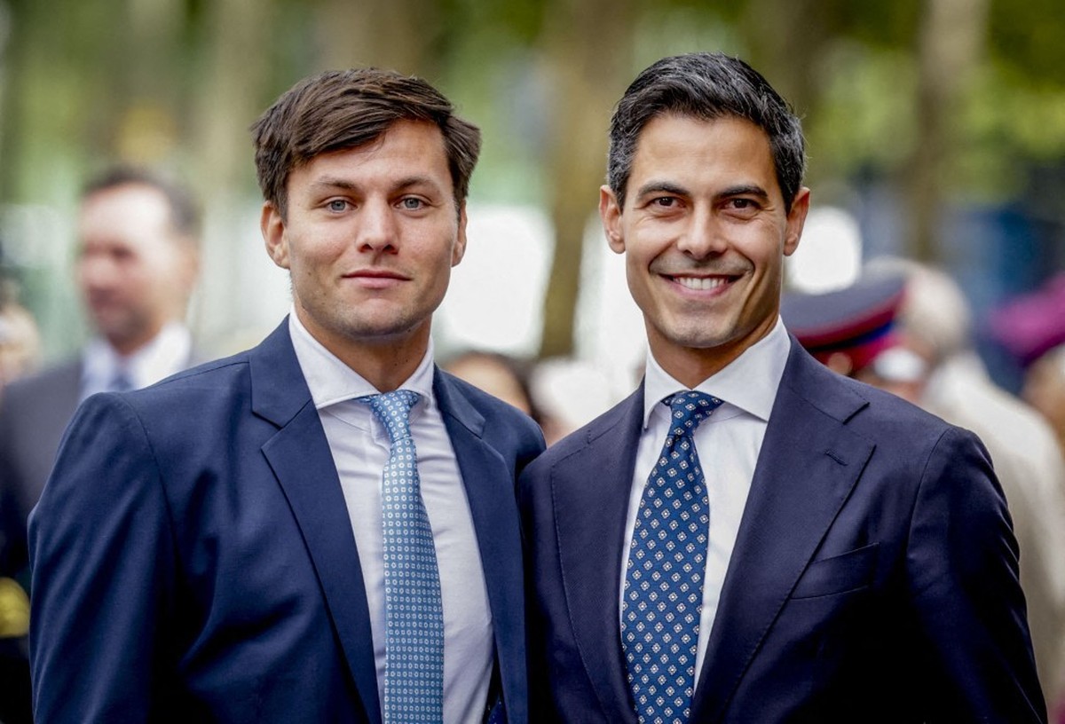 THE HAGUE - D66 party leader Rob Jetten with his friend Nicolás Keenan ANP / Hollandse Hoogte / Robin Utrecht netherlands out - belgium out (Photo by ROBIN UTRECHT / ANP MAG / ANP via AFP)