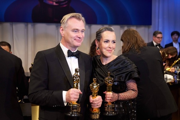 OscarÂ winners Christopher Nolan and Emma Thomas attend the Governors Ball following the live ABC telecast of the 96th OscarsÂ at the DolbyÂ Theatre at Ovation Hollywood in Los Angeles, CA, on Sunday, ...
