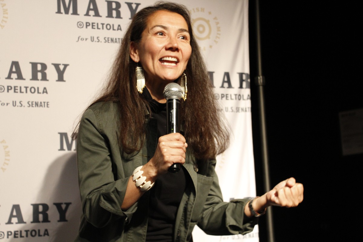 Mary Peltola, a Democrat running for the U.S. Senate seat in Alaska, addresses supporters at an election watch party Tuesday, Aug. 18, 2026, in Anchorage, Alaska. (AP Photo/Mark Thiessen)
Election 202 ...