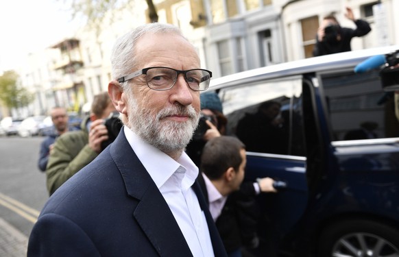 epaselect epa07481797 Britain&#039;s Opposition Labour Party Leader Jeremy Corbyn leaves his home in north London, Britain, 03 April 2019. Britain&#039;s Prime Minister Theresa May has indicated she w ...