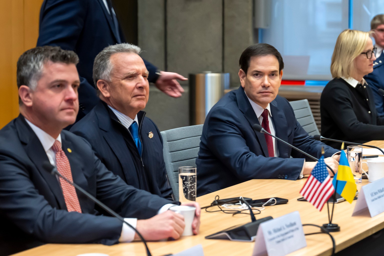 US presidential envoy Steve Witkoff, second left, and US Secretary of state Marco Rubio, right, at the beginning of talks with the Ukrainian delegation at the US Permanent Mission in Geneva, Switzerla ...