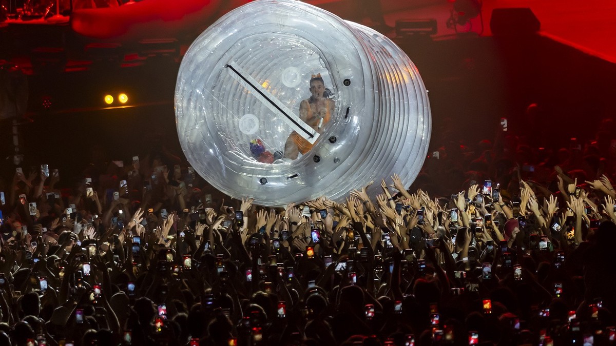 KEYPIX - US singer Katy Perry performs on the main stage, during the 49th edition of the Paleo Festival, in Nyon, Switzerland, Sunday, July 26, 2026. The Paleo Festival is an open-air music festival i ...