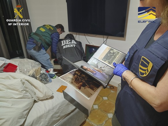 epa10333686 An undated handout photo made available by the Civil Guard, 28 November 2022, shows an operation in cooperation with Europol that has disbanded a cocaine super-cartel in Europe that was ma ...