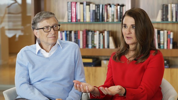 In this Feb. 1, 2018 photo, Microsoft co-founder Bill Gates and his wife Melinda take part in an interview with The Associated Press in Kirkland, Wash. The Gateses, as the world&#039;s top philanthrop ...