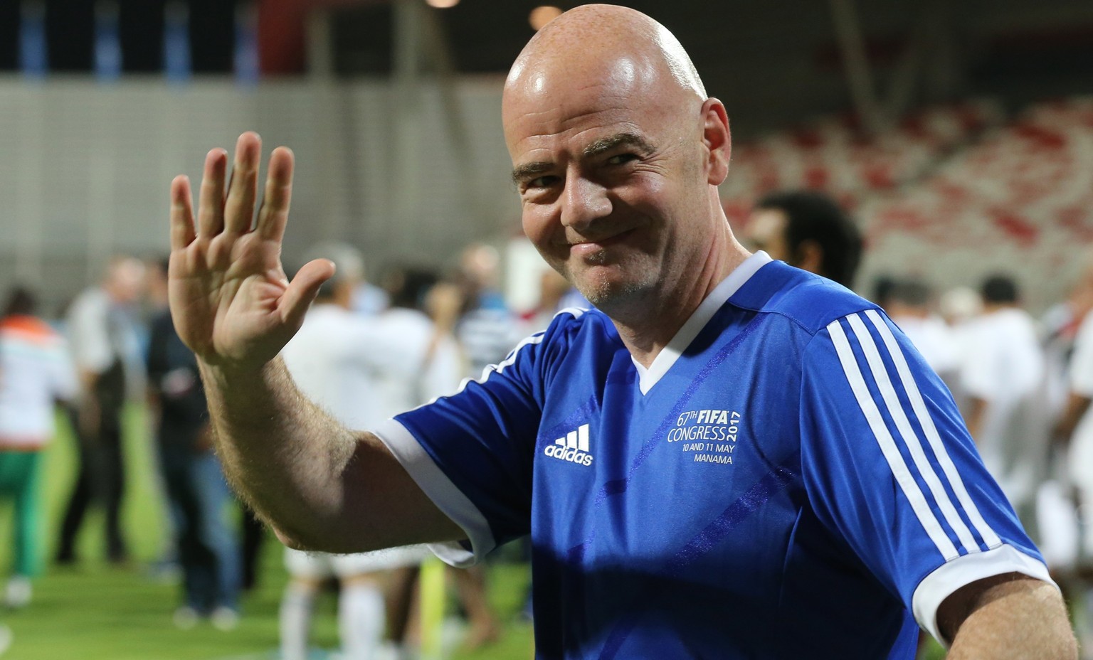 epa05955906 FIFA president Gianni Infantino during a FIFA soccer tournament in Manama, Bahrain, May 10, 2017, a day ahead of the 67th FIFA congress. EPA/Ahmed AlFardan