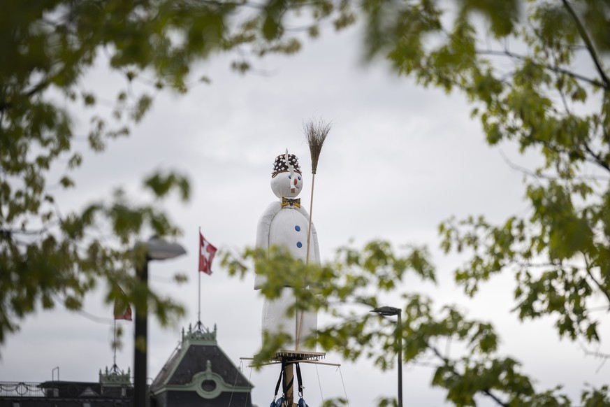 The &quot;Boeoegg&quot; on the Sechselaeuten place in Zurich, Switzerland, pictured on April 25, 2022. The Sechselaeuten (ringing of the six o&#039;clock bells) is a traditional end of winter festival ...